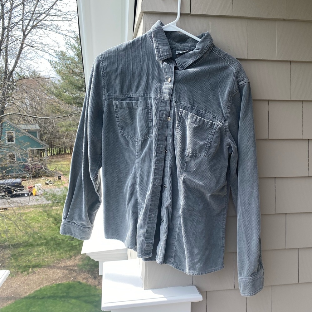 Large Grey Corduroy Button Up
